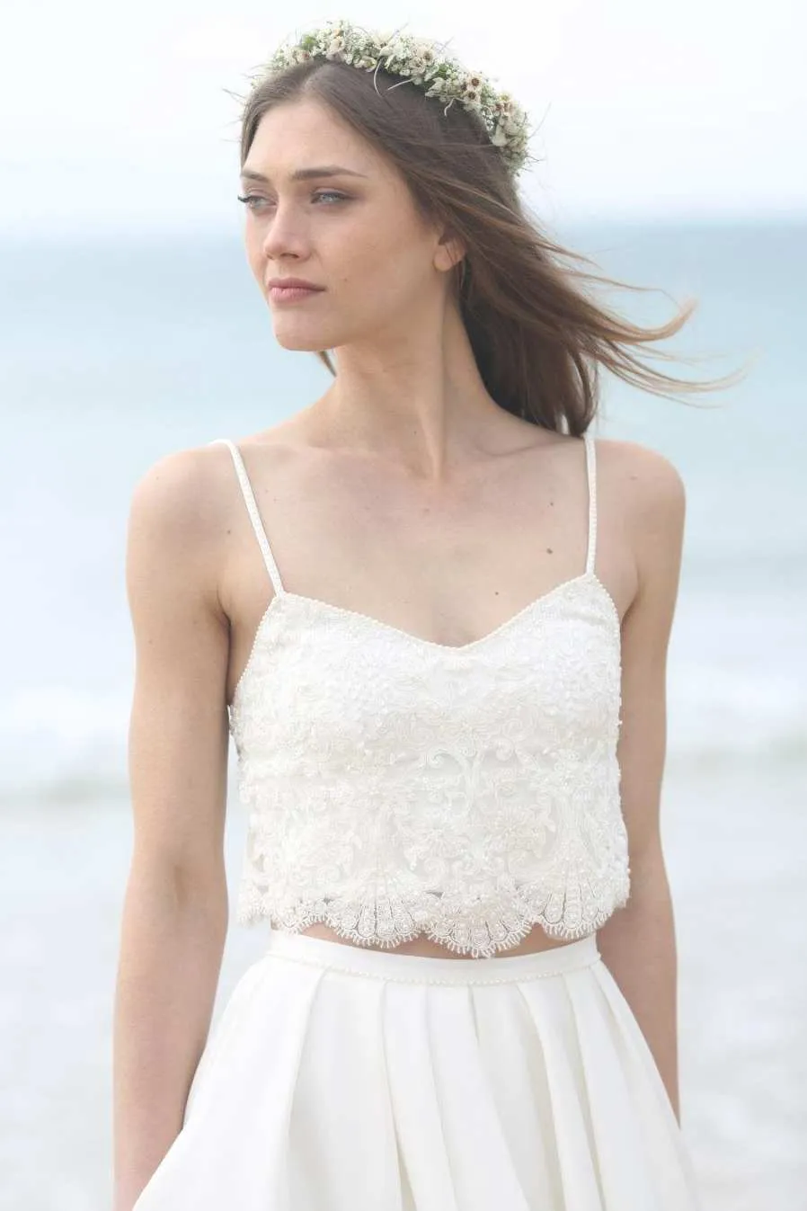 Chiffon Tulle Sequins Pleats Lace Wedding Dress-715059