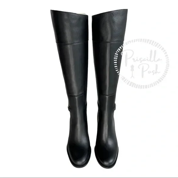 Christian Louboutin Black Lock 70 Leather Knee-high Boots Tall Block heel 37.5