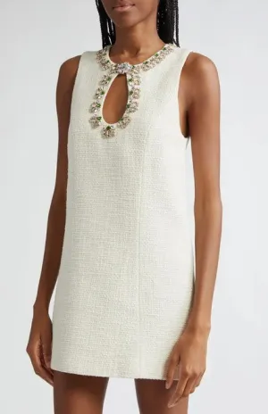 Cinq a Sept Franchelle Crystal Tweed Dress - Gardenia