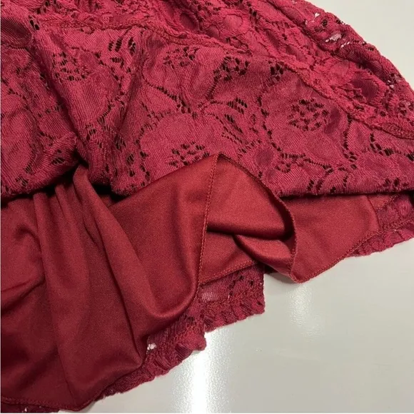 City Studio - Elegant Lace Above The Knee Dress in Red