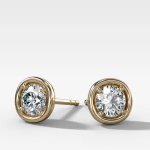 Club Earring with Round Cuts
