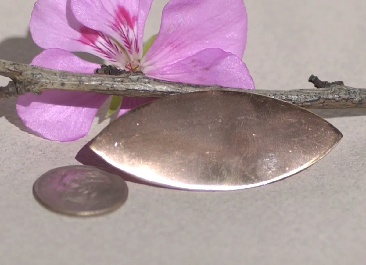 Copper Chubby Eye Pointed Oval Blank 49mm x 20mm 20g Shape Cutout for Blanks Enameling Stamping Texturing