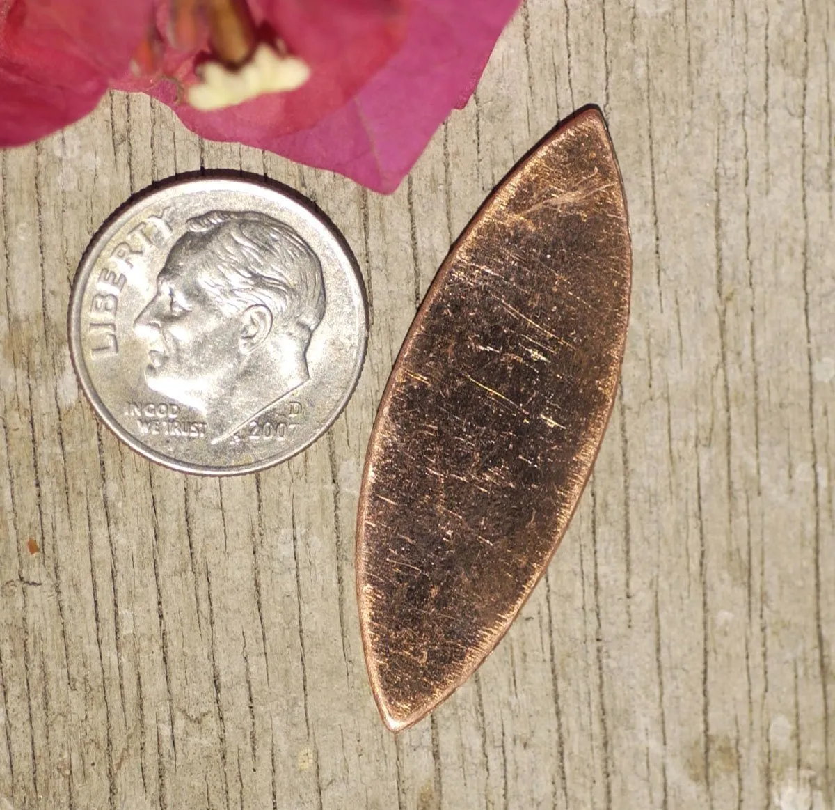 Copper or Nickel Silver Eye Pointed Oval Blank 39mm x 13mm 20g Shape Cutout for Enameling Stamping Texturing  4 pieces