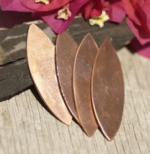 Copper or Nickel Silver Eye Pointed Oval Blank 39mm x 13mm 20g Shape Cutout for Enameling Stamping Texturing  4 pieces