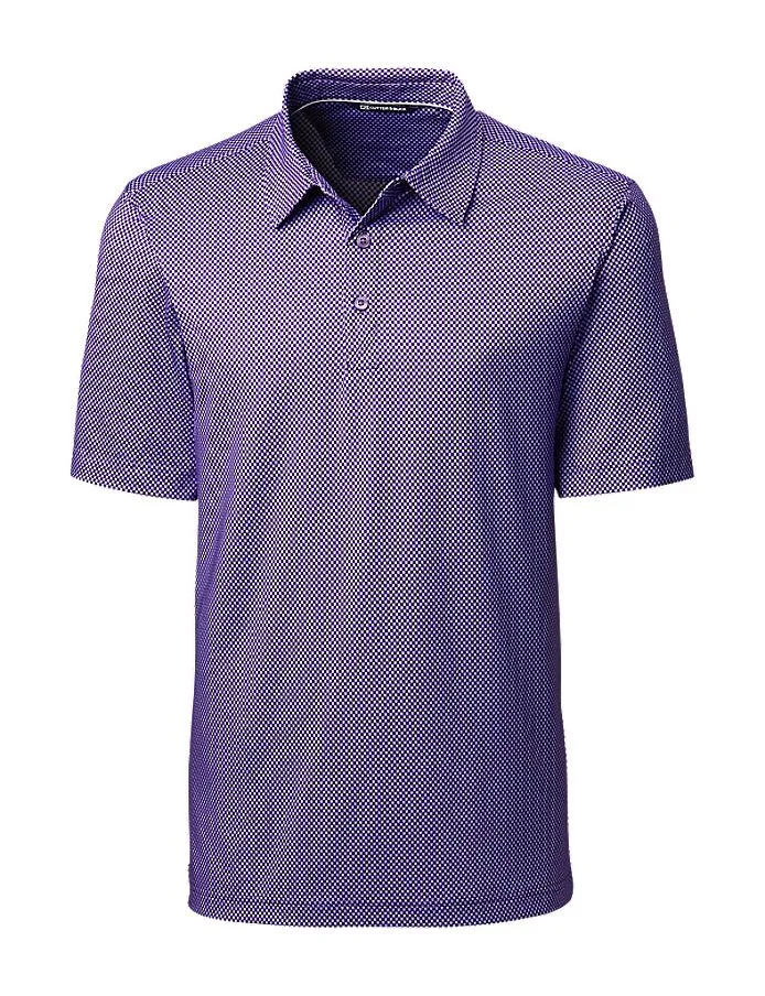 Cutter & Buck Mens Pike Mini Pennant Print Stretch Polo