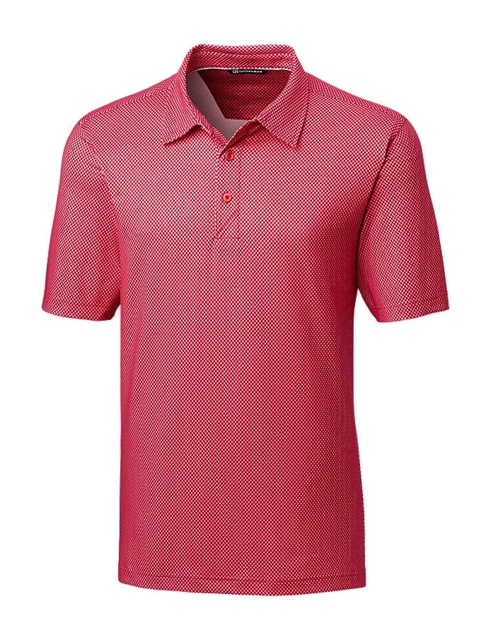 Cutter & Buck Mens Pike Mini Pennant Print Stretch Polo