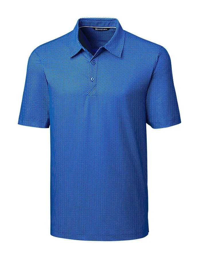 Cutter & Buck Mens Pike Mini Pennant Print Stretch Polo