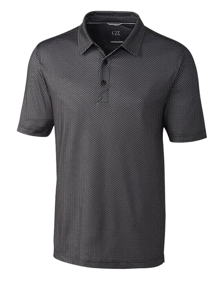 Cutter & Buck Mens Pike Mini Pennant Print Stretch Polo