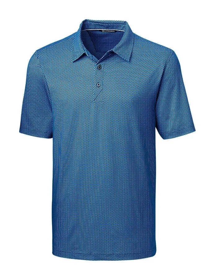 Cutter & Buck Mens Pike Mini Pennant Print Stretch Polo