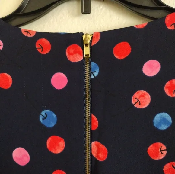 Cynthia Rowley black multicolor sleeveless drop waist cherry print dress size 8