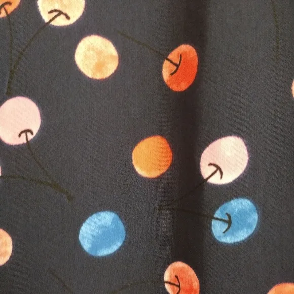 Cynthia Rowley black multicolor sleeveless drop waist cherry print dress size 8