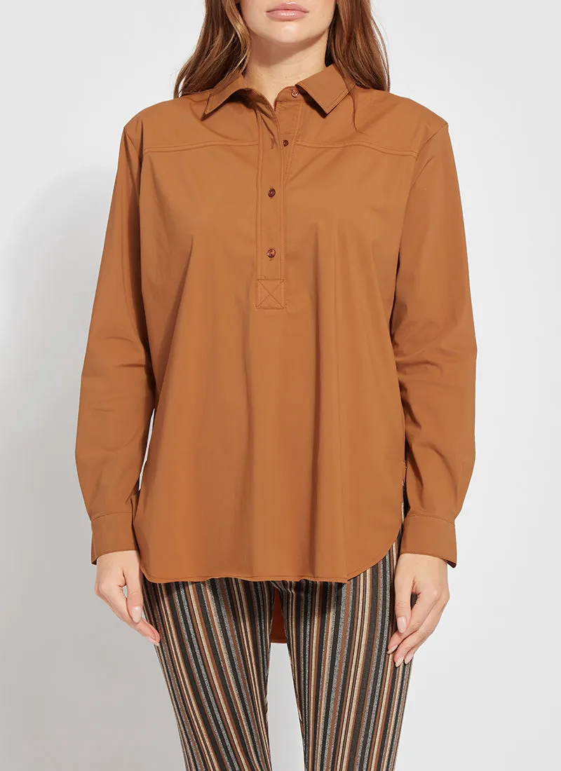 Delia Sporty Pull On Blouse - Golden Bronze