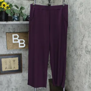 Denim & Co. Women's Active Heavenly Jersey Wide Leg Pants Deep Wine Large