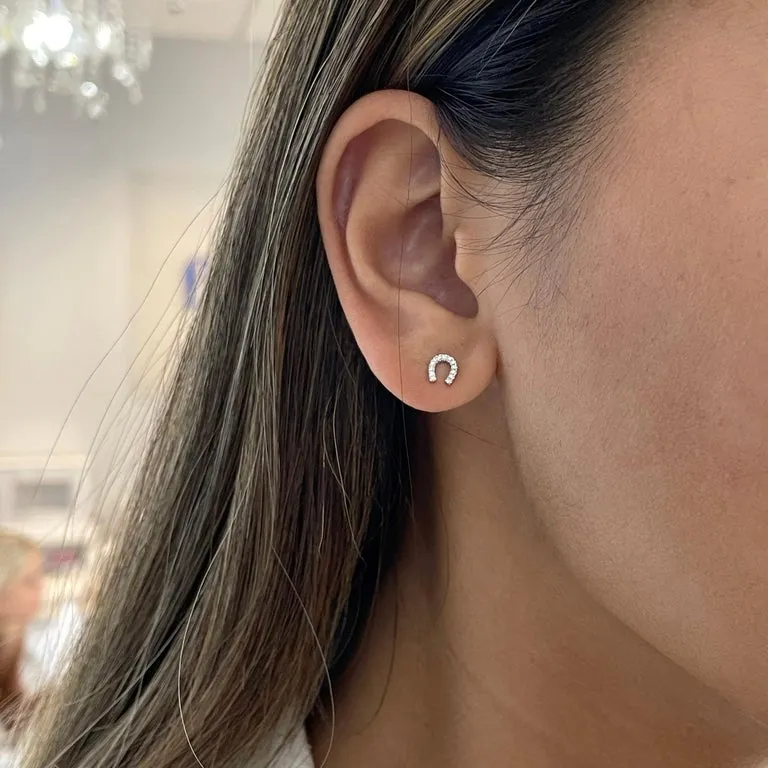 Diamond Horseshoe Stud Earrings