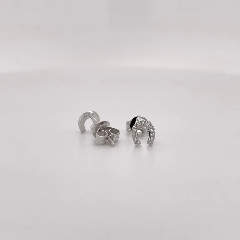 Diamond Horseshoe Stud Earrings