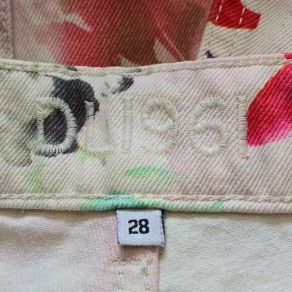 DL1961 Ivy High Rise Carnival Floral Watercolor Cut Off Denim Jean Shorts