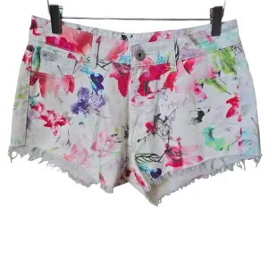 DL1961 Ivy High Rise Carnival Floral Watercolor Cut Off Denim Jean Shorts