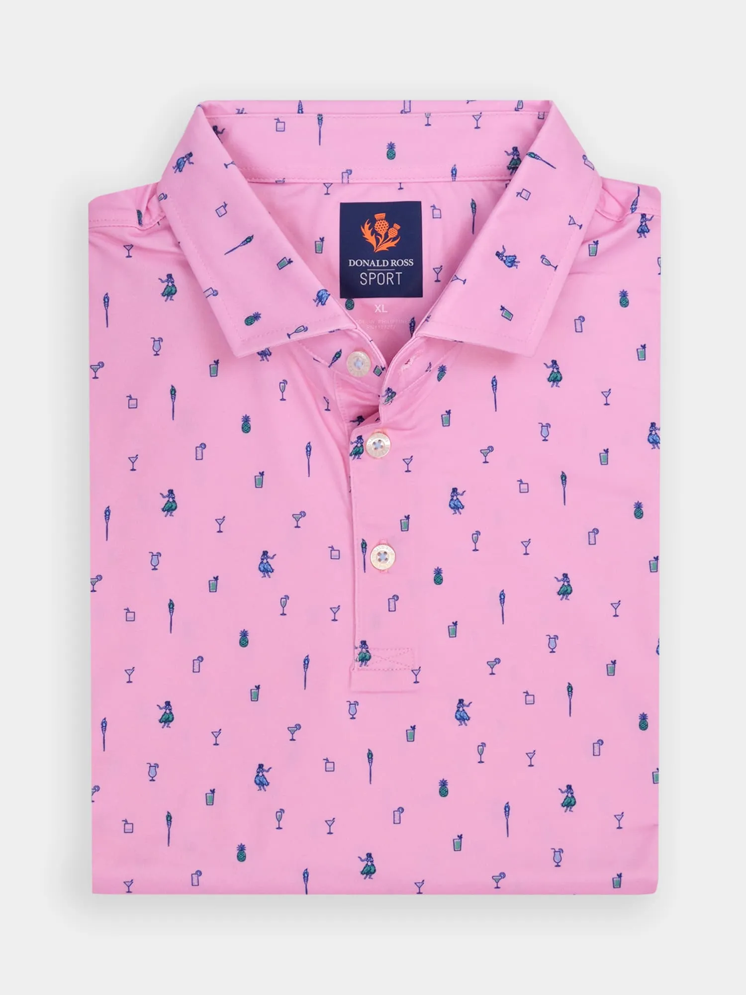 Donald Ross Mens Sport Fit MAURICE Polo - PINK MULTI