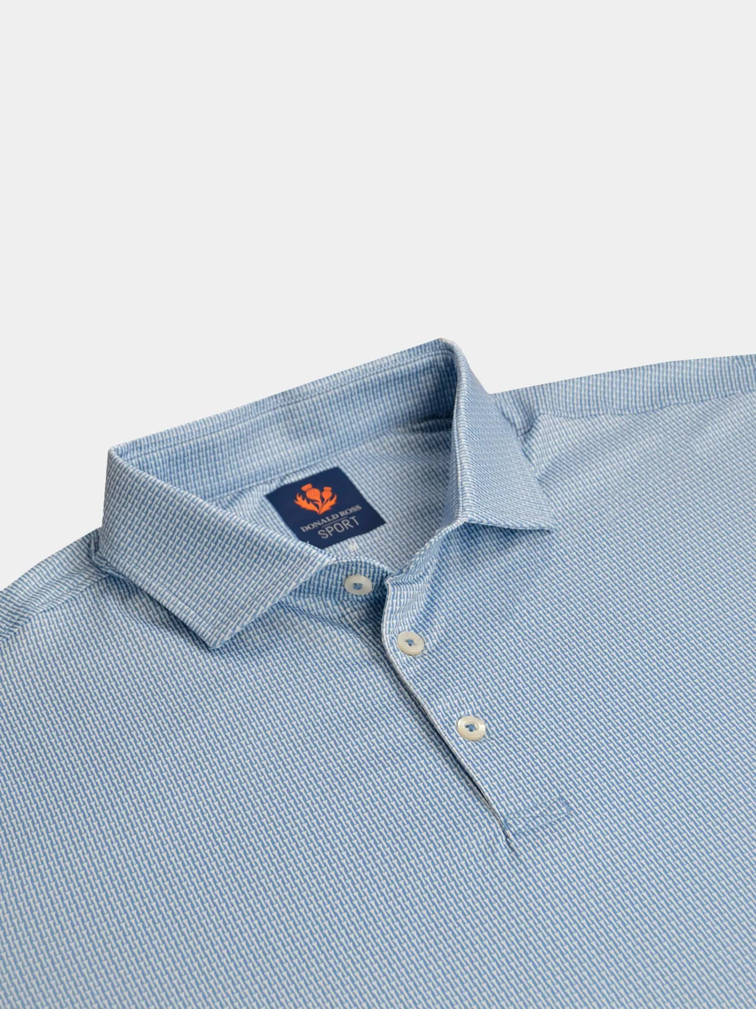 Donald Ross Sport Fit Mens Short Sleeve Glen Polo - BLUE WHALE/WHITE
