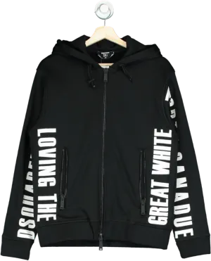DSQUARED2 Black Tech Fabric Ski Hoodie  UK XS