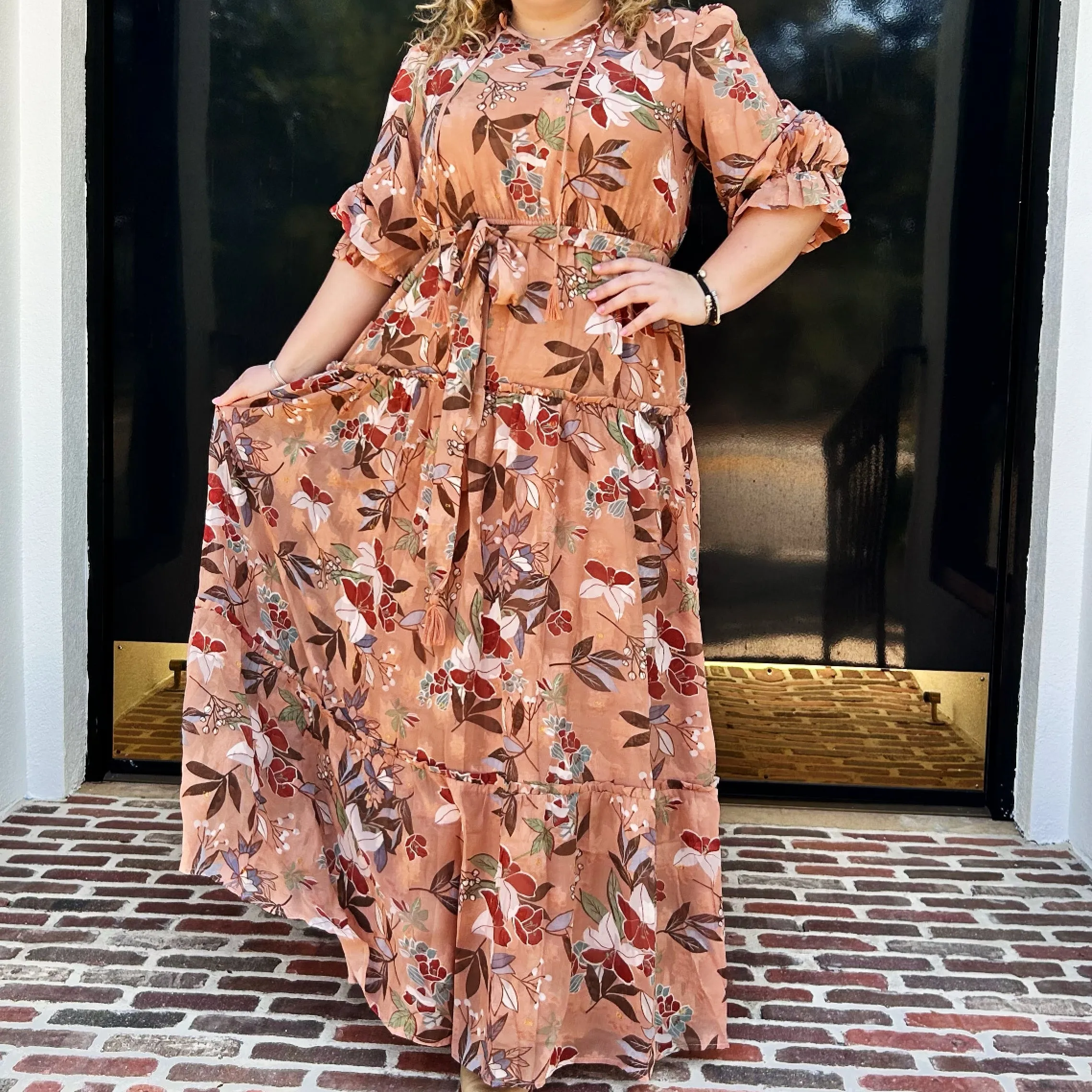 Earthy Floral Maxi Dress~Final Sale