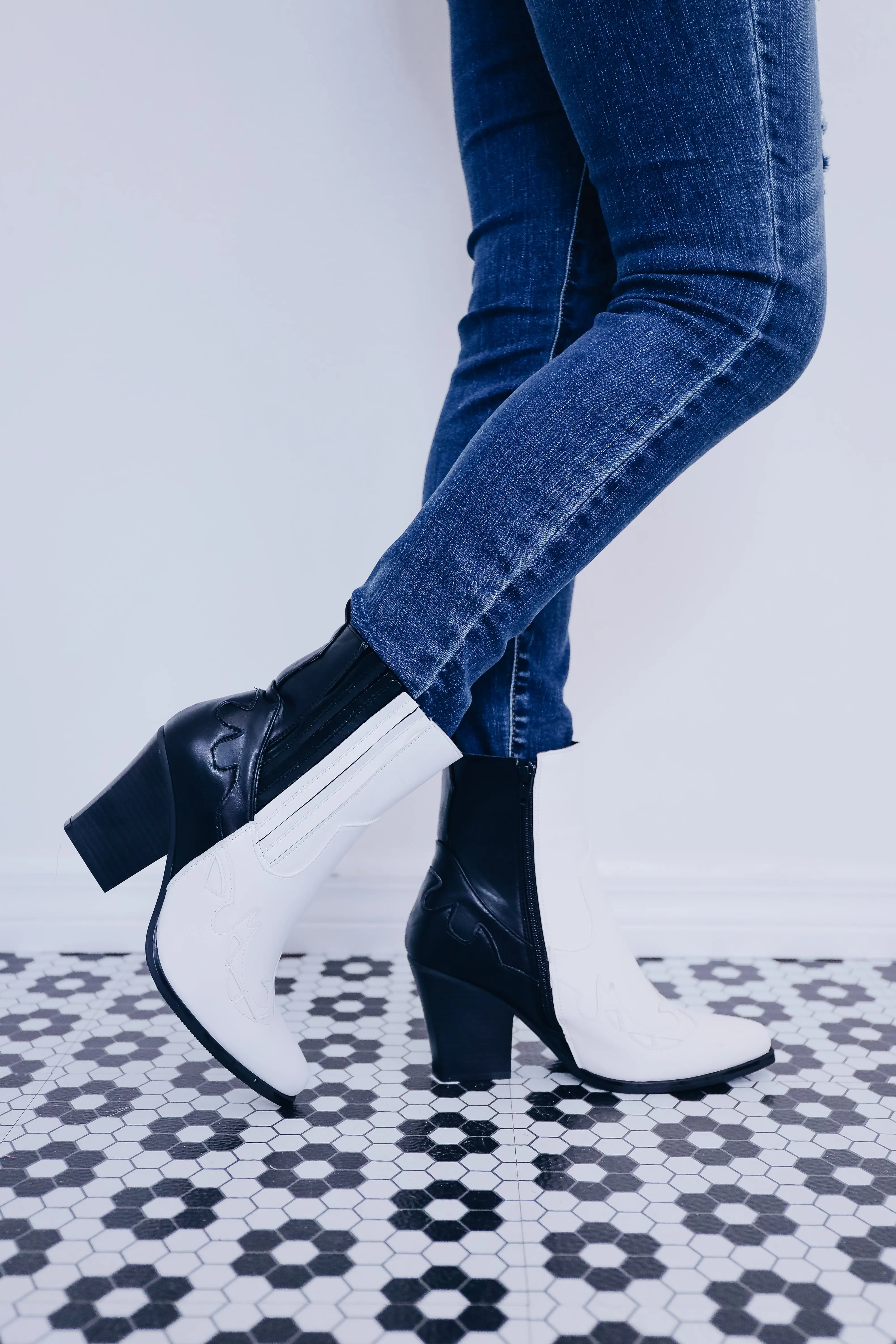 Ebony And Ivory Western Bootie