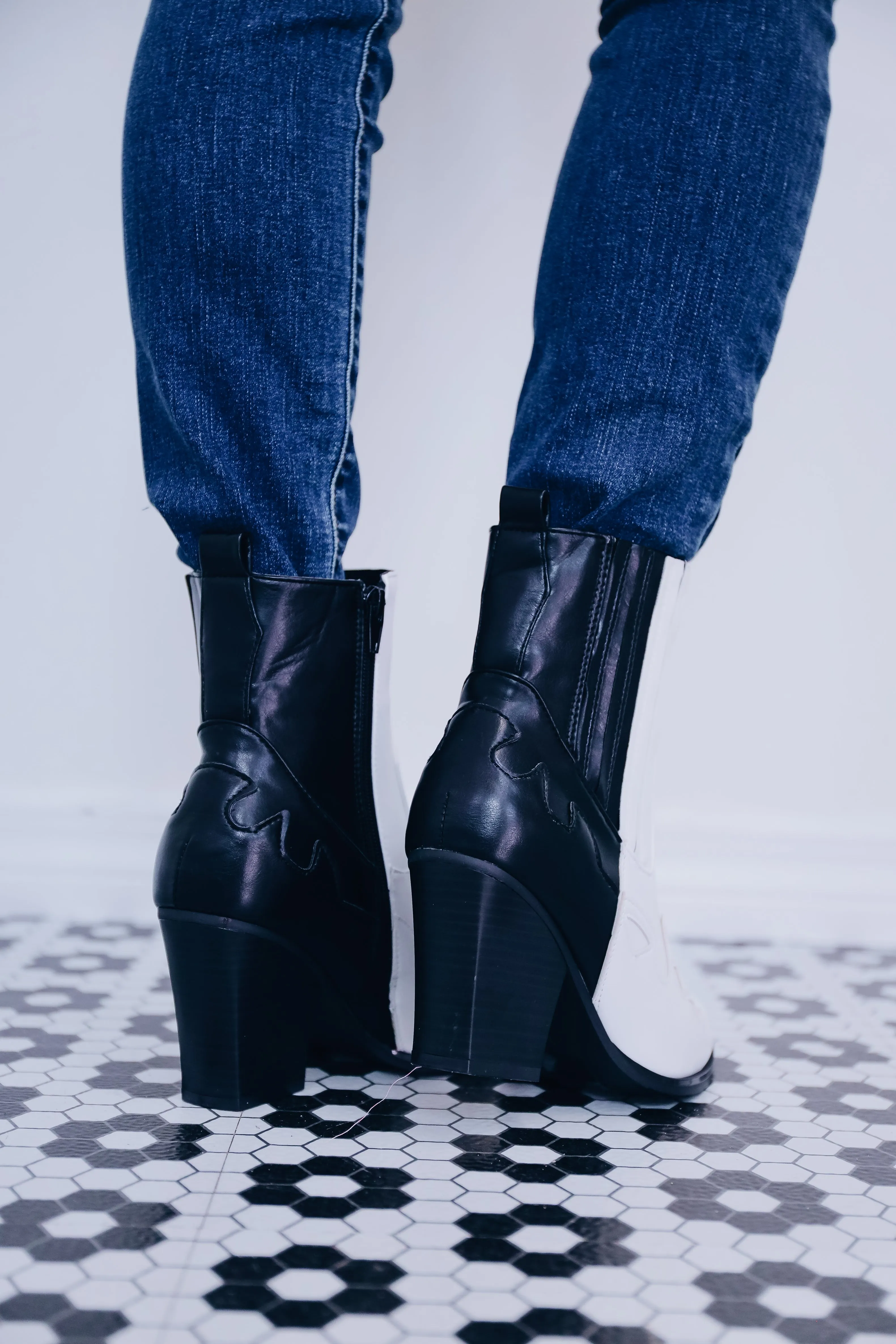 Ebony And Ivory Western Bootie