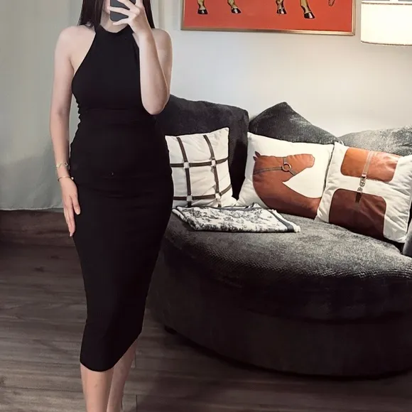 Elegant Black Halter Dress