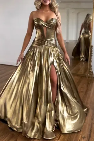 Elegant Strapless Hollow Party Dress