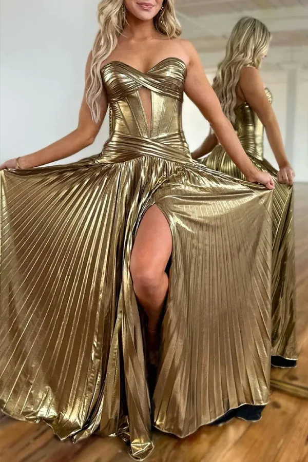 Elegant Strapless Hollow Party Dress