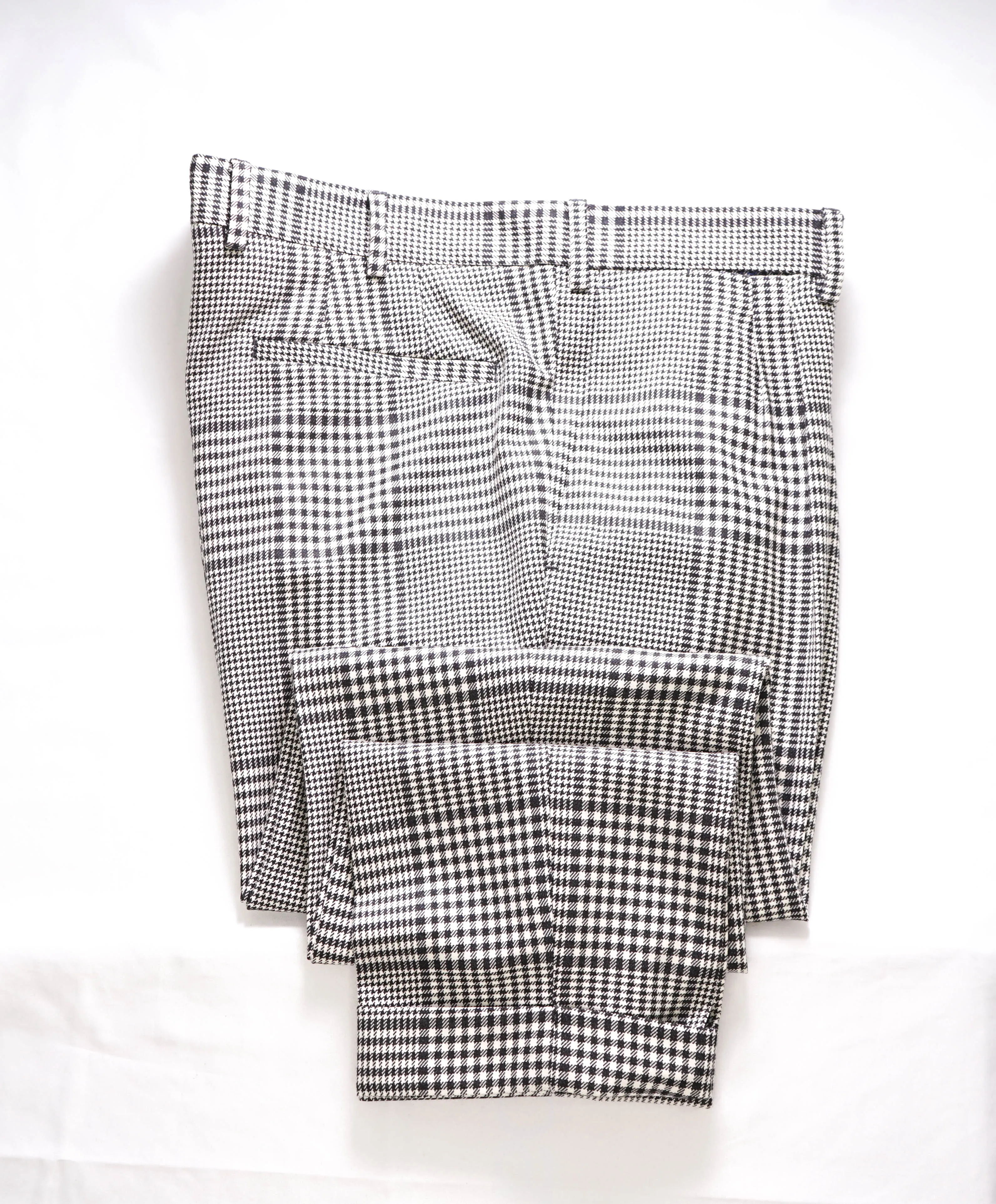 ELEVENTY - Bold Black N' White Check Plaid Flat Front Dress Pants- 33W