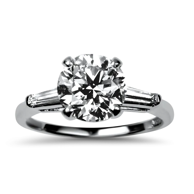 Estate Platinum Round Diamond Engagement Ring