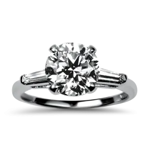 Estate Platinum Round Diamond Engagement Ring