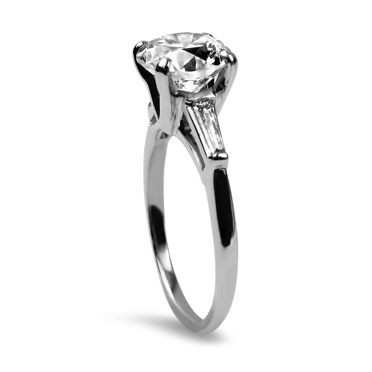Estate Platinum Round Diamond Engagement Ring
