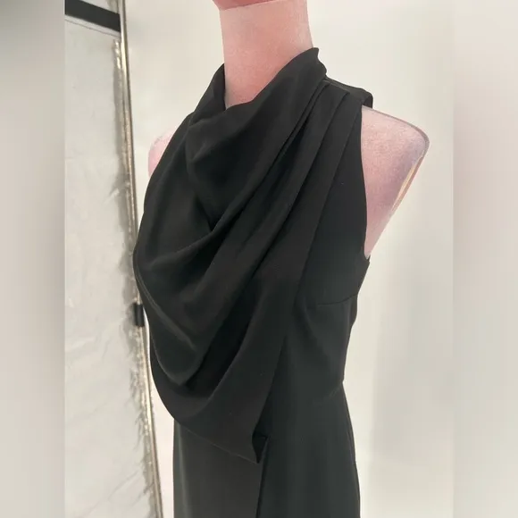 EUC Halston Cowlneck Draped Dress