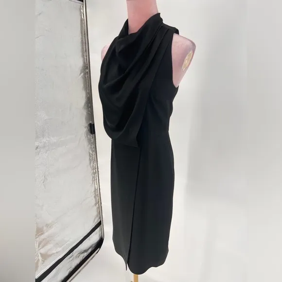 EUC Halston Cowlneck Draped Dress