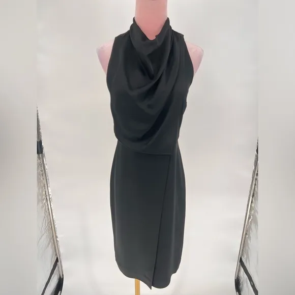 EUC Halston Cowlneck Draped Dress
