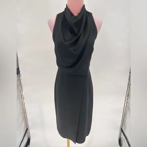 EUC Halston Cowlneck Draped Dress