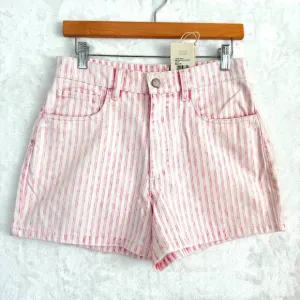 Faherty Topsail Shorts Womens 27 Pink Railroad Stripe High Rise Pockets NEW