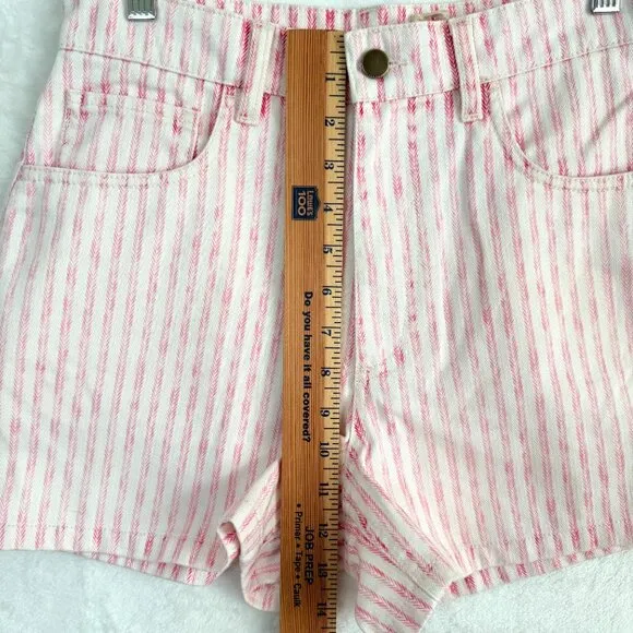 Faherty Topsail Shorts Womens 27 Pink Railroad Stripe High Rise Pockets NEW