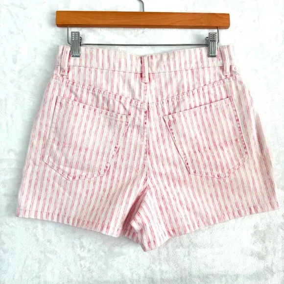 Faherty Topsail Shorts Womens 27 Pink Railroad Stripe High Rise Pockets NEW