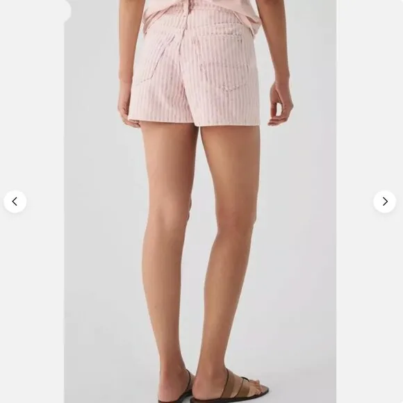 Faherty Topsail Shorts Womens 27 Pink Railroad Stripe High Rise Pockets NEW