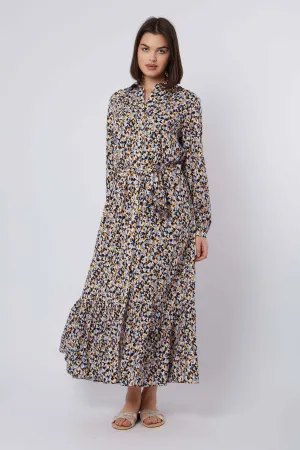 Fancy Long Sleeve Shirt Dress Multicolor