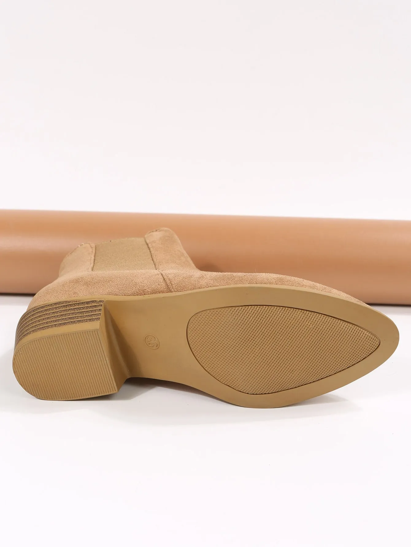 Faux Suede Chelsea Boots With Side Zipper - Camel
