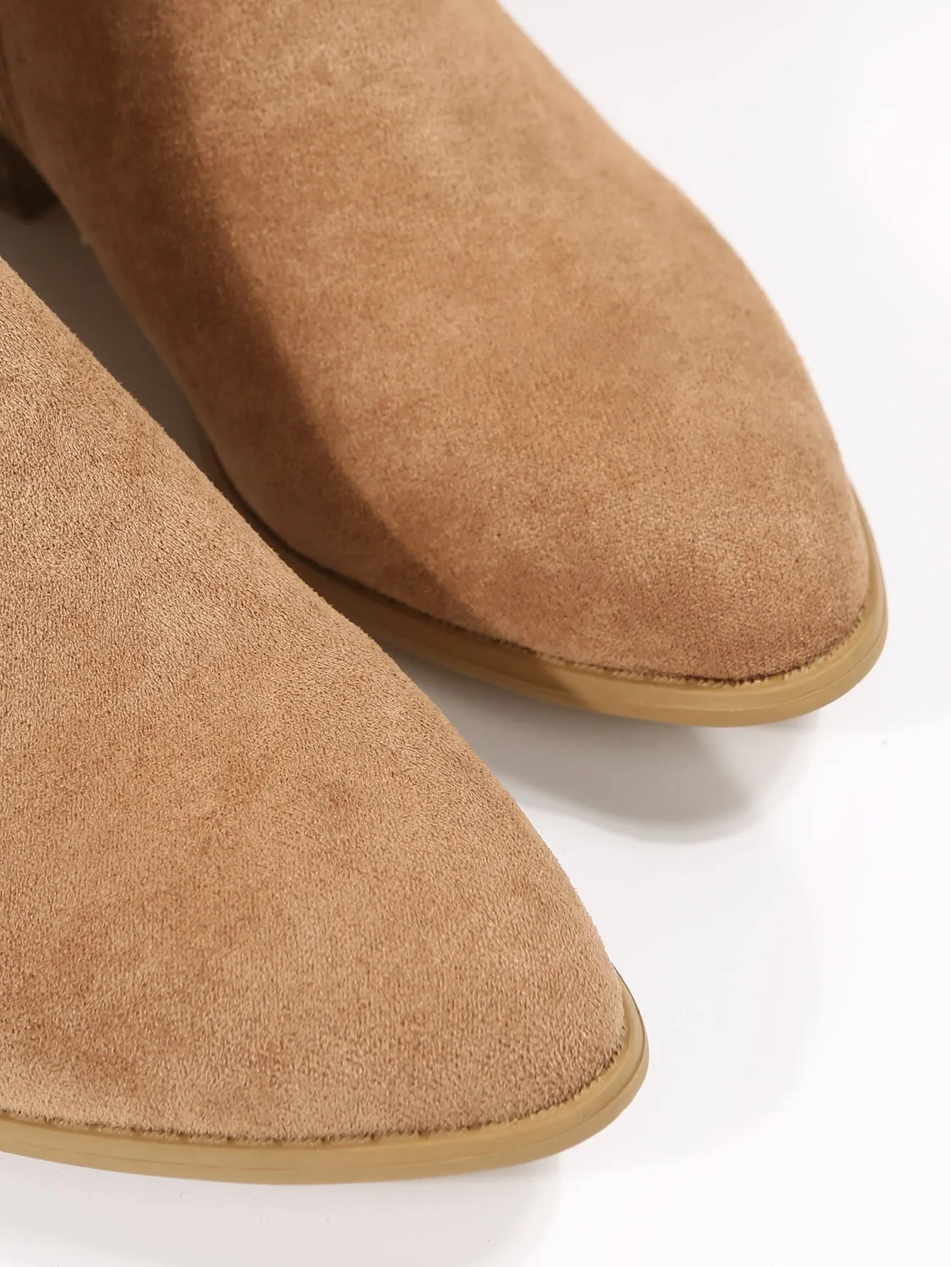 Faux Suede Chelsea Boots With Side Zipper - Camel