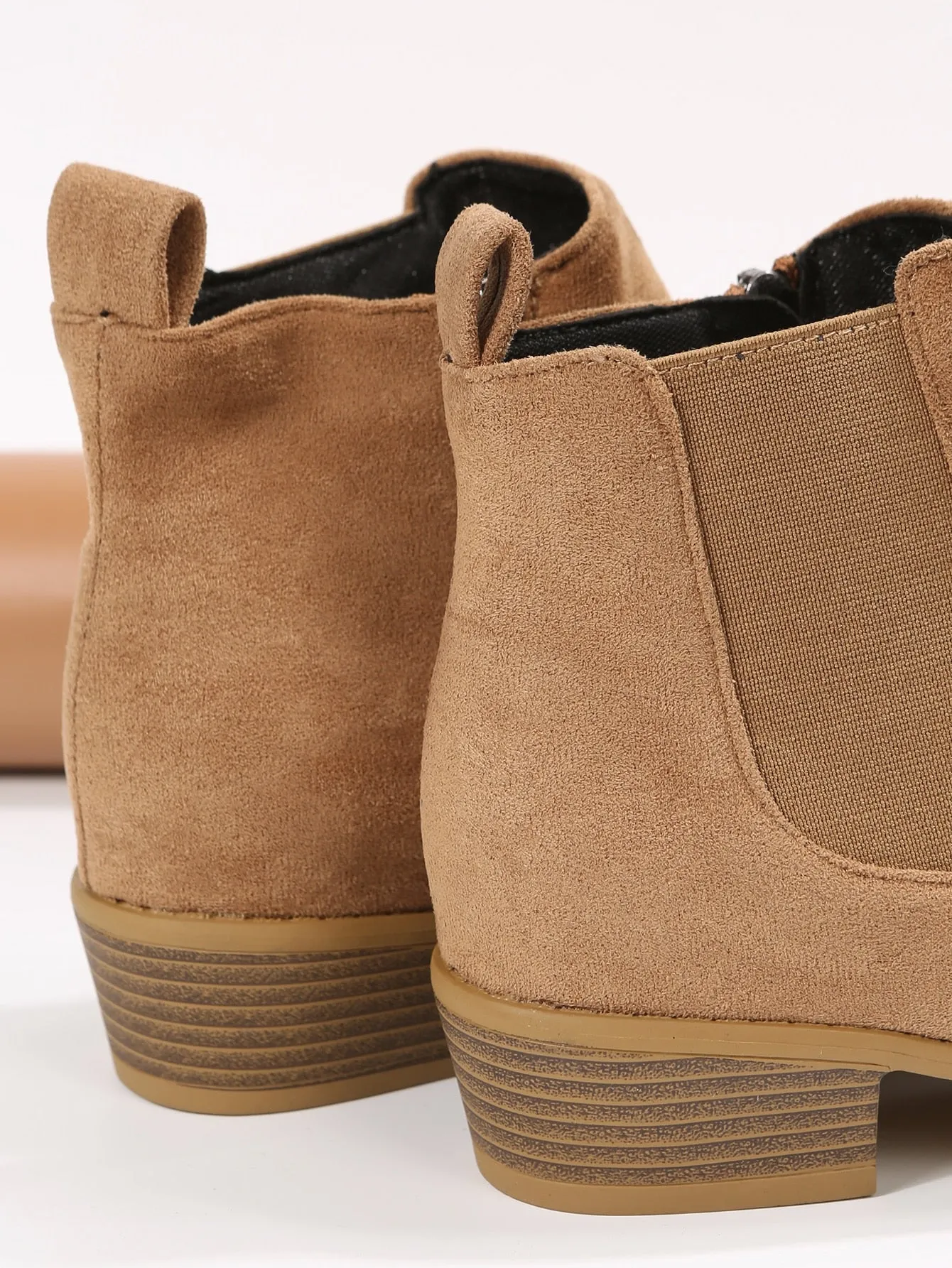Faux Suede Chelsea Boots With Side Zipper - Camel