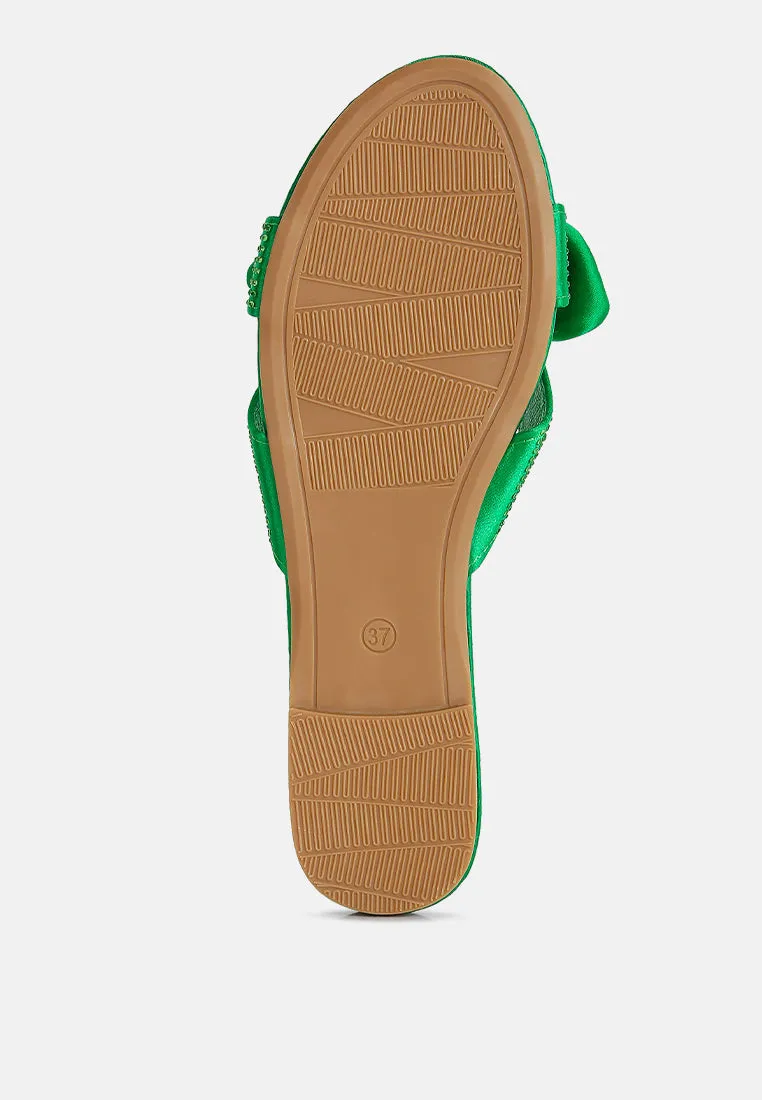 Fleurette Bow Flat Sandals By Ruw