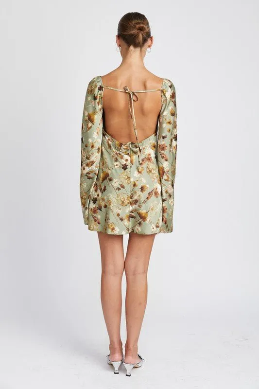 Floral Cowl Neck Mini Dress