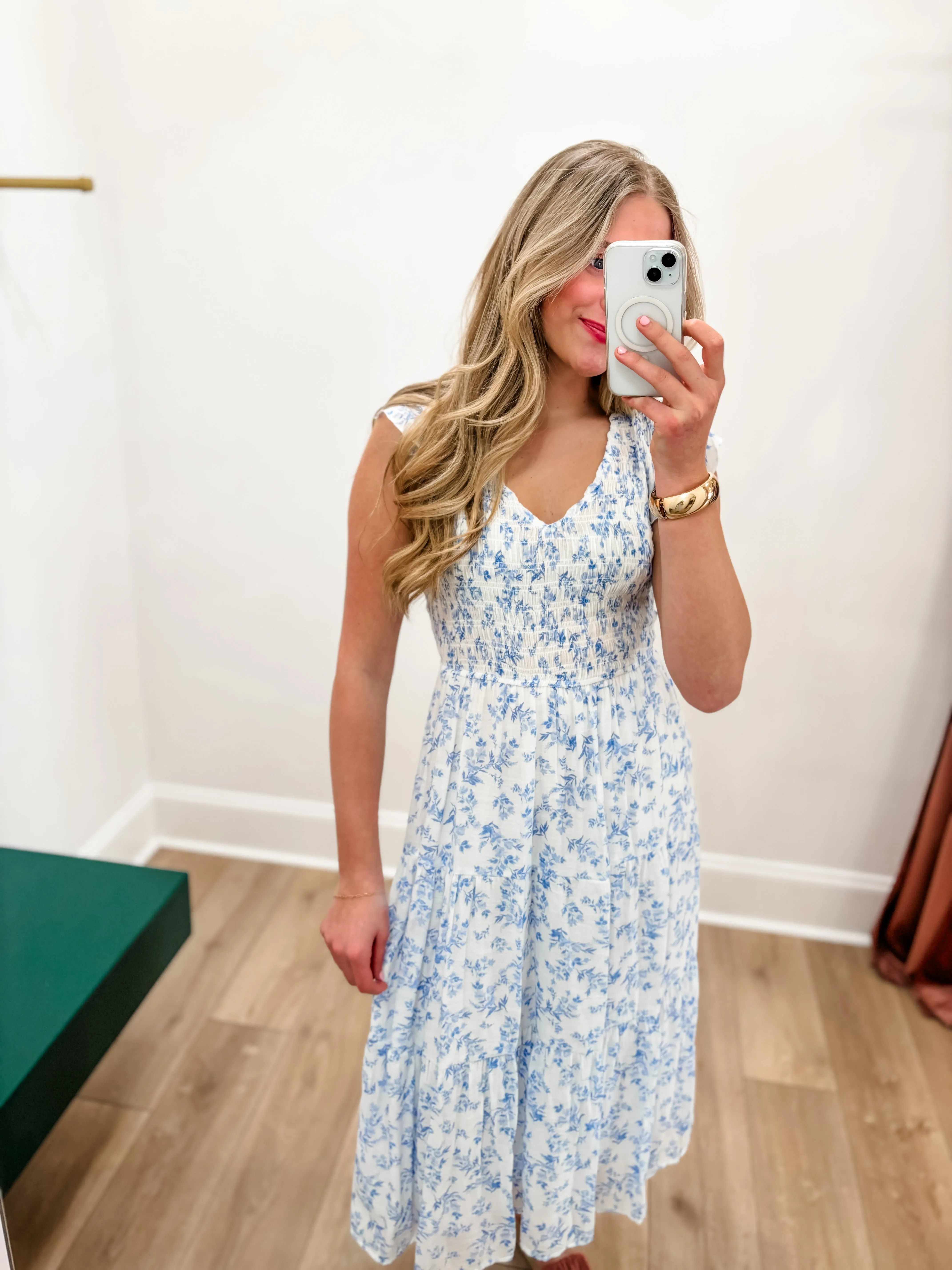 Floral Smocked Midi Dress