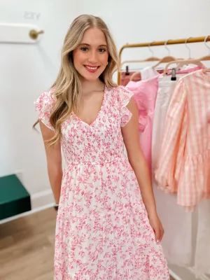 Floral Smocked Midi Dress
